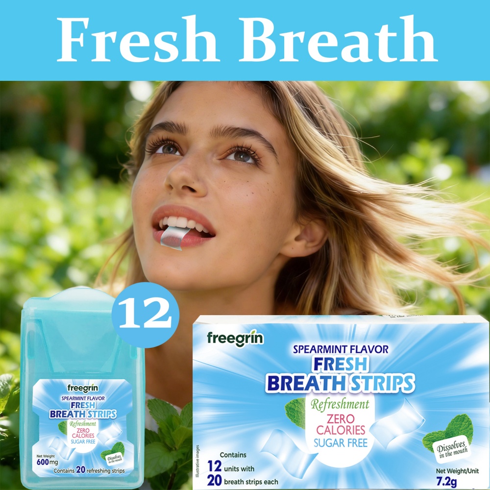 Teeth Whitening Strips - FREEGRIN Bandes buccales aromatisées à la