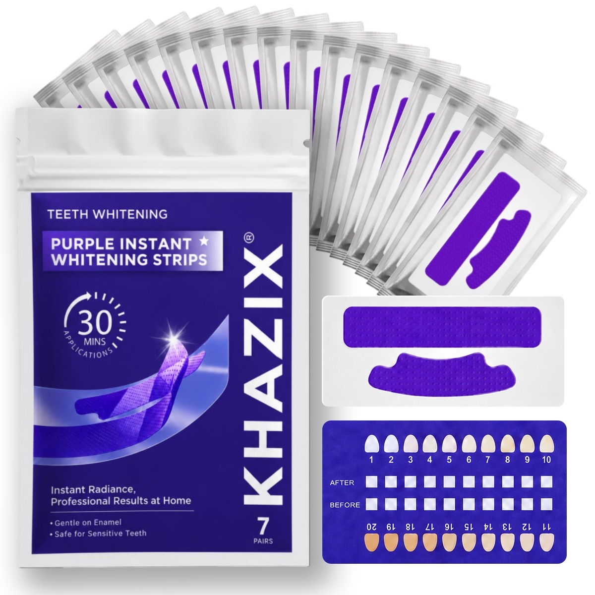 Teeth Whitening Strips - 1/7 paires de bandes blanchissantes pour
